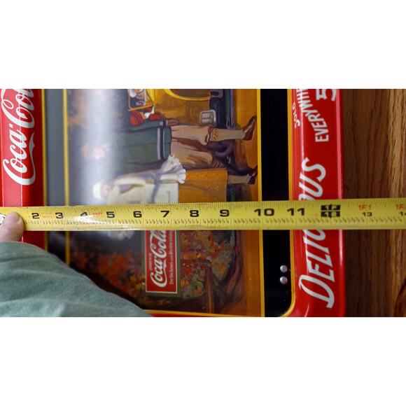 2 Vintage Coke 1987 Coca Cola Touring Car Advertising Lithograph TV Tray w Legs - Picture 11 of 12